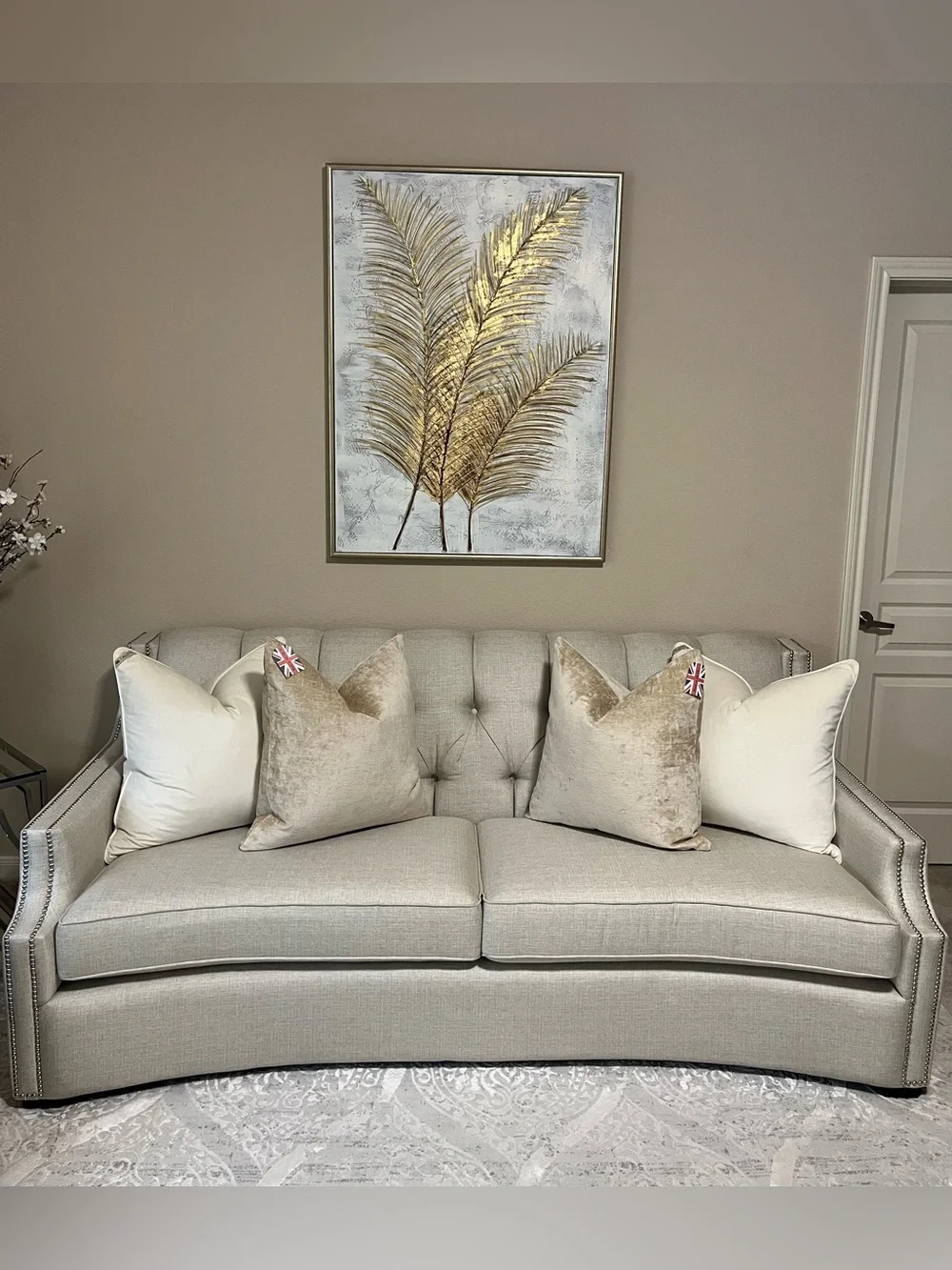 1-NWT CALDEIRA CHAMPAGNE GOLD CHENILLE VELVET LUXURY DECORATIVE PILLOW